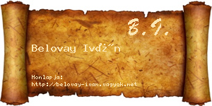 Belovay Iván névjegykártya